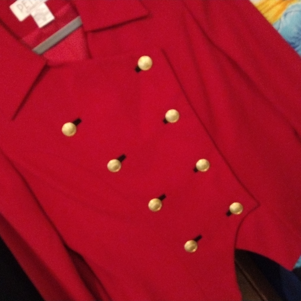 SHARP CHERRY 🍒 RED VINTAGE SZ 10 PETITE SOPHISTICATE LADIES SUIT JACKET 🇺🇸 - Picture 4 of 8